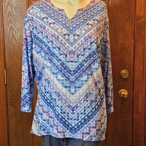 Alfred Dunner Blue and Purple Geometric Tunic